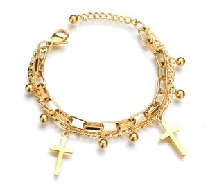 bangles gold plated bracelets cross bracelet women