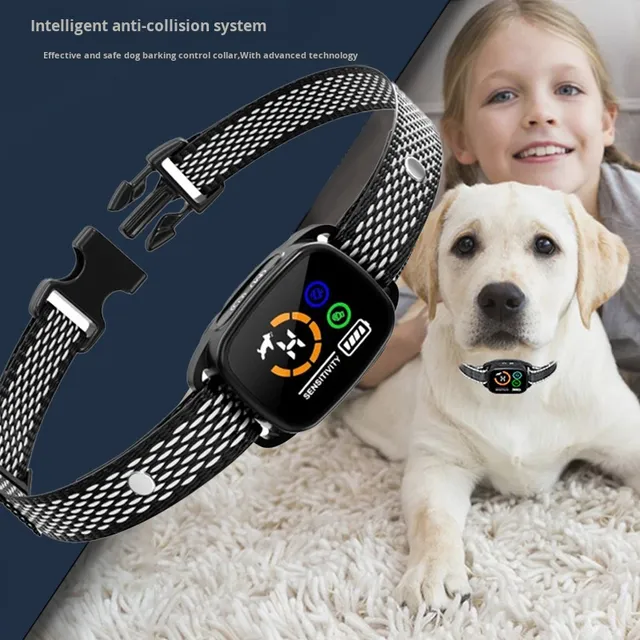 Smart AI Chip Anti Bark Collar for Small Medium Dogs Rechargeable with Color Screen No Shock Plastic Material