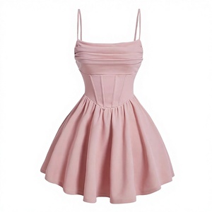 Vestido Midi para Mujer 2026, Estilo Europeo Americano, Verano, Nuevo, Moderno, Sexy, Transpirable, Cintura Natural, Color Puro, Plisado en la Espalda - Product Image 1