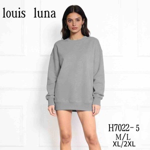 Sweat-shirt oversize pour femme HDJ, gris chiné, tailles M/L/XL/2XL, col rond, épaules tombantes, vêtement décontracté d'automne - Product Image 1