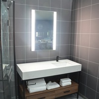Miroir de salle de bain intelligent à LED personnalisé HZW avec écran tactile et anti-buée, certifié UL US, pour hôtel et usage domestique