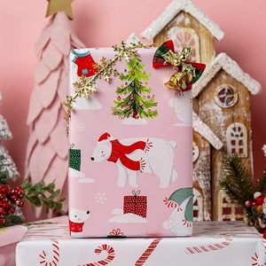 Christmas Wrapping Paper Holiday Wrapping Paper <b>Pink</b> Cartoon Cute <b>Bear</b> Pattern Gift Wrapping Paper Children gift wrapping paper - Product Image 1