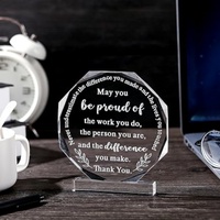 Trophée octogonal en acrylique transparent gravé sur mesure, plaque de remerciement personnalisée, récompense pour les employés, cadeau de retraite BOSN