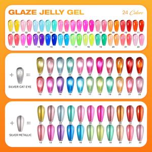 JTING - Colección de 24 Colores de Esmalte de Gel con Efecto Metálico, Ojo de Gato, Neón y Transparente - Product Image 4