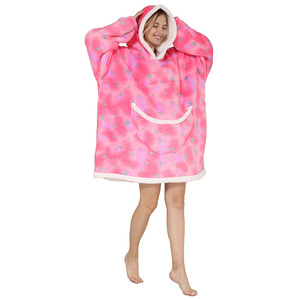 Custom Logo Wearable Fleece Puffy Glow Giant Hoodie Blanket for Kids and Adult Sherpa Oversized Hooded - Product Image 3