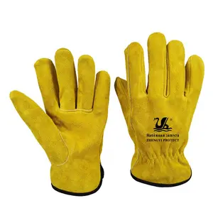 Hete Verkoop Geel Lederen Microflex Beschermende Handschoenen Machinist Werkhandschoenen
