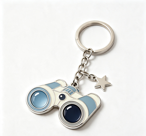<b>Camera</b> Metal Key Chain Enamel Binocular Keyring Silver Blue Pendant Gift Accessory - Product Image 1