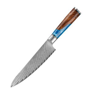 Ensemble de 8 couteaux de cuisine en acier carbone Damas avec manche en résine, comprenant un couteau Santoku, un couteau à désosser, un couteau utilitaire et un couteau à éplucher - Product Image 4