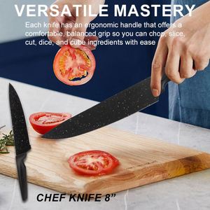 Juego de Cuchillos de Cocina de Acero Inoxidable con Logotipo Personalizado, Revestimiento Negro de PP, Diseño de Mango Antideslizante, Cuchillos para Pelar, Cortar Carne, Frutas y Verduras - Product Image 4