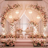 Fleurs de mariage 2026 Nouveau design Luxe Rose poudrée Mur de roses de luxe Toile de fond de mariage personnalisable