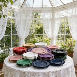 Assiettes de Présentation Rondes en Plastique Argenté, Or <span class=keywords><strong>Rose</strong></span> et Transparent pour Mariages et Événements – <span class=keywords><strong>Vaisselle</strong></span> de Fête en Gros - Product Image 1