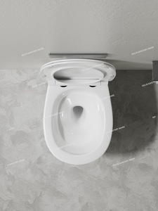 Hiện đại phong cách Châu Âu hình dạng trứng trắng gốm tường treo nhà vệ sinh không vành lốc xoáy tuôn ra mềm gần chỗ P-trap khách sạn bao gồm - Product Image 6