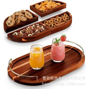 Hangxu Wooden Serving <b>Tray</b> With Handle Multifunctional Solid Wood Platter For <b>Snacks</b> Drinks Living Room Use - Product Image 1