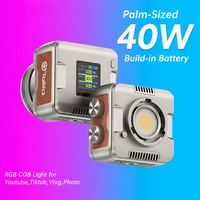 TOLIFO PL-40RGB Lumière vidéo LED RGB portable 40W avec batterie, mini éclairage COB de poche pour appareil photo, pour photographie et vlogging