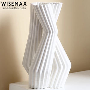 MUEBLES WISEMAX Decoración del hogar de <span class=keywords><strong>estilo</strong></span> contemporáneo Línea de impresión 3D Arte Oficina Adornos Florero de cerámica para hotel de apartamentos - Product Image 4