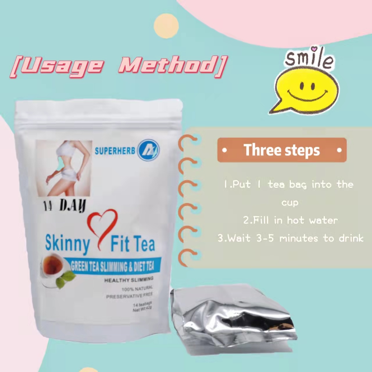 Free 14-Day Private Label Skinny&Fit Belly Tummy Tea Bag Fast Weight Loss Tea