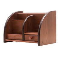Organisateur de bureau en bois avec tiroir - Boîte de rangement de bureau finition noyer pour courrier, papeterie, dossiers, logo personnalisé, vente en gros