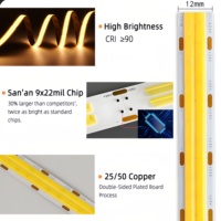 Bande lumineuse LED COB à double rangée ultra brillante 600LEDs/m 24V avec contrôle WiFi/application CRI 90 Rouleau de 5m Certifié CE/RoHS