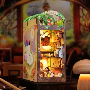 Cutebee 3d Houten Puzzel Eeuwige Boekhandel Handgemaakte Ambachtelijke Poppenhuis Met Licht Gebouw Model Speelgoed Boek Hoekkit