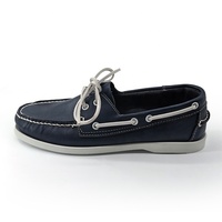 Mocassins bateau pour hommes en cuir véritable bleu classique de haute qualité, à plateforme, souples, décontractés, pour la marche pieds nus