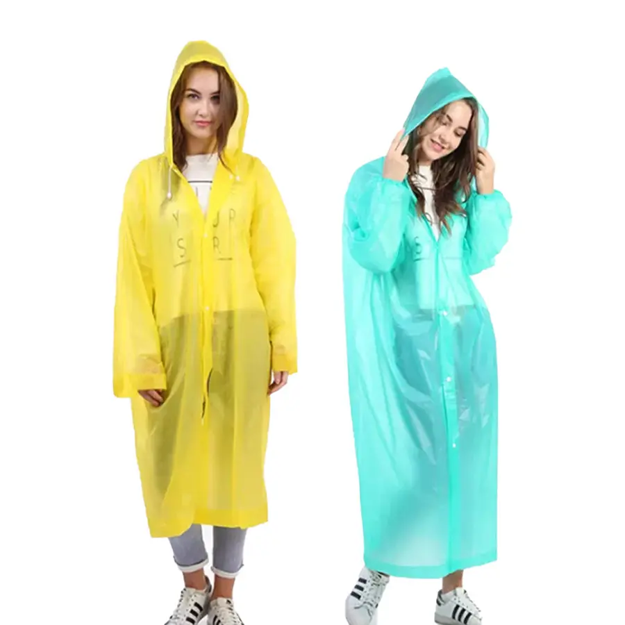 Impermeabile lungo riutilizzabile personalizzato all'ingrosso uomo donna cappotto antipioggia impermeabile in plastica EVA