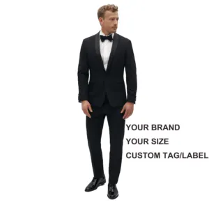 Luxury Quality Custom Black Tuxedo Men Single Breasted Suits Set Groom Tuxedos Suits