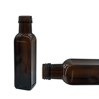Bouteilles carrées en verre ambré foncé de 100ml Récipient vide pour huile d'olive de cuisson Marasca avec bouchon à vis