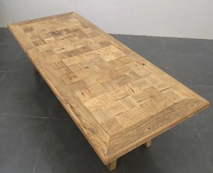 Bàn Ăn Gỗ Elm Tái Chế Cũ Trung Quốc Có Chân Gỗ/Bàn Ăn Gỗ Elm Tái Chế Cổ Điển Cho Nhà Hàng - Product Image 4