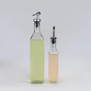 Bouteille en verre d'emballage d'huile de cuisine vide transparente bouteille en verre de distributeur d'huile d'olive et de vinaigre