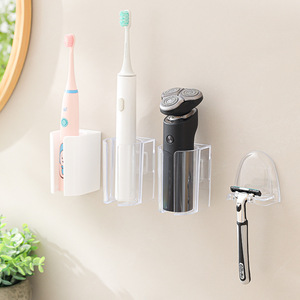 Bathroom Wall Mounted Razor Holder No Drill Installation Durable Storage <b>Rack</b> Rectangular Shape - Product Image 2