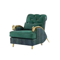 Chaise de canapé simple de conception classique-Dossier de boucle de luxe, accoudoir de serpent d'or, loisirs pour la chaise