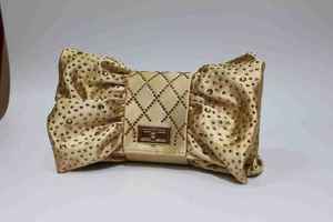 Elegant Pleated Bowknot Clutch <b>Small</b> Designer <b>Evening</b> <b>Bag</b> with Rhinestone Detailing - Product Image 3