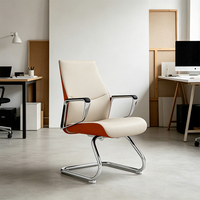 Chaise de bureau en cuir de style exécutif - Design contemporain avec cadre en forme d'arche électro-plaqué poli avec précision