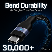 Câble USB-C vers USB-C tressé en nylon avec indicateur LED PD 60W, cordon de charge rapide 3A pour iPhone 17 16 Pro Max Samsung S26 MacBook