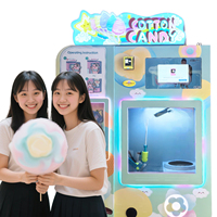 Dernier modèle de machine à barbe à papa commerciale entièrement automatique rose et bleue, avec SDK, paiement par carte de crédit et code QR, 150-200 pièces