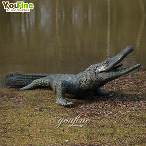 Statue de jardin en métal grandeur nature crocodile en bronze près de <span class=keywords><strong>la</strong></span> <span class=keywords><strong>rivière</strong></span> sculpture - Product Image 6