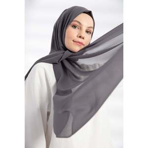 Élégant châle en mousseline pour femme, anthracite, long, léger, style traditionnel, accessoire de coiffure - Product Image 5