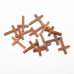 Commercio all'ingrosso piccolo ciondolo a forma di croce in legno fai da te croci artigianali in legno