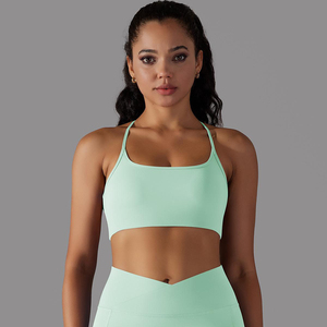 Nylon de doble cara hermosa espalda cruzada Sexy a prueba de golpes deportes Lencería correr Fitness Yoga traje chaleco mujeres - Product Image 5