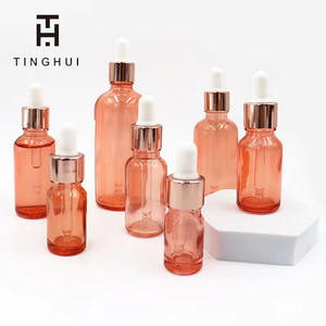 Flacon compte-gouttes en verre or rose 5ml 100ml avec pipette en verre pour sérum de soin de la peau - Logo personnalisé disponible - Product Image 1