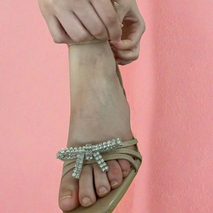 Sandales à talons hauts pour femmes, mode, avec strass et nœud, talons fins, style romain floral, pour le commerce international - Product Image 5