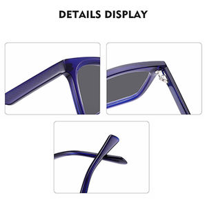 Lunettes de soleil unisexes Steampunk en acétate Nouveau UV400 Carré Tortue Bleu/Gris Monture Personnalisée Classique Rétro Designer Lunettes - Product Image 5