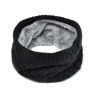 HZW-18179 Winter Double-Layer Soft Fleece Lined Thick Knit Neck Warmer Circle Scarf Windproof Fur <strong>Snood</strong> - Product Image 6