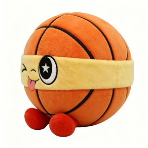 Peluche Personalizado de Color Naranja con Diadema Amarilla, Cara que Abre la Ojera y Ojos de Estrella, Adorable Almohada con Forma de Personaje de Baloncesto - Product Image 2