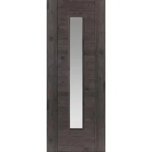 Laminates Cinza Dark Grey Coloured Door - Clear Glass - Prefinished