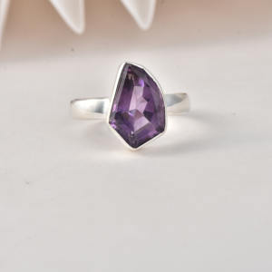 Natural Amethyst Irregular Shape Gold Plated 925 Sterling Silver Handmade Gemstone <b>Ring</b> Minimalist Modern <b>Statement</b> Jewelry for - Product Image 6