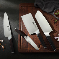 Ensemble de couteaux de cuisine de haute qualité, 4 pièces, acier inoxydable allemand, avec manche en bois d'ébène confortable