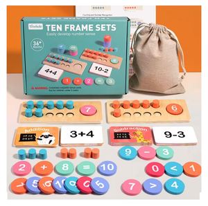 Jeu d'apprentissage des mathématiques pour l'école : Kit de jeu en bois avec cadre à dix pour l'addition et la soustraction, jouet éducatif pour enfants - Product Image 1