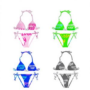 Biquínis personalizado Metal Logo Beachwear Swimwear String Swimsuit Fatos De Banho para As Mulheres Ativo Biquínis de duas peças Set - Product Image 1