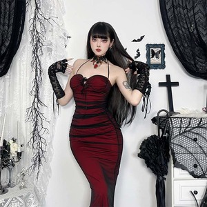 Buy In Bulk Black Red Gothic Dresses Customizable Leather Material |  Alibaba.com